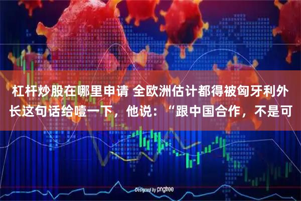 杠杆炒股在哪里申请 全欧洲估计都得被匈牙利外长这句话给噎一下，他说：“跟中国合作，不是可